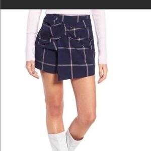 Leith Navy Plaid Wrap Skort Size XL